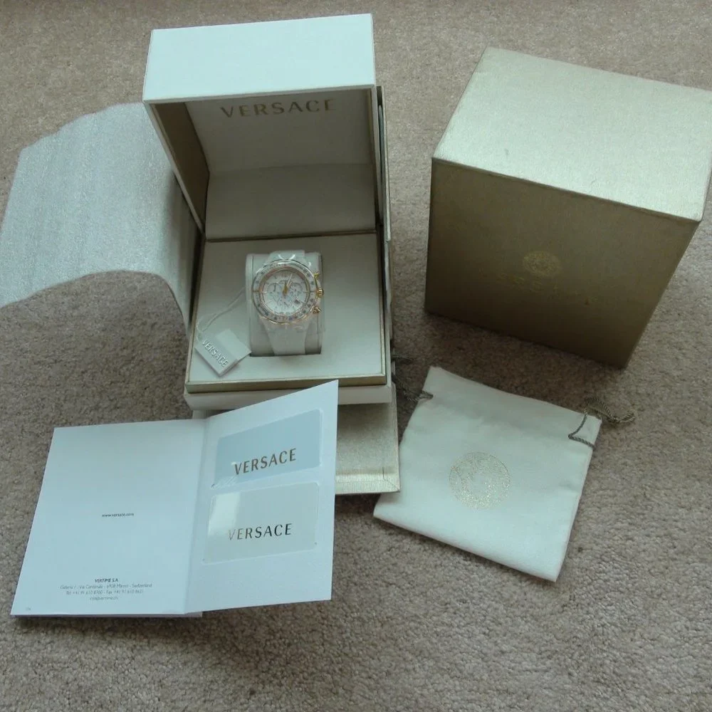 Versace Dv One Tachymeter Bezel Cruise Collection White Chronograph Watch